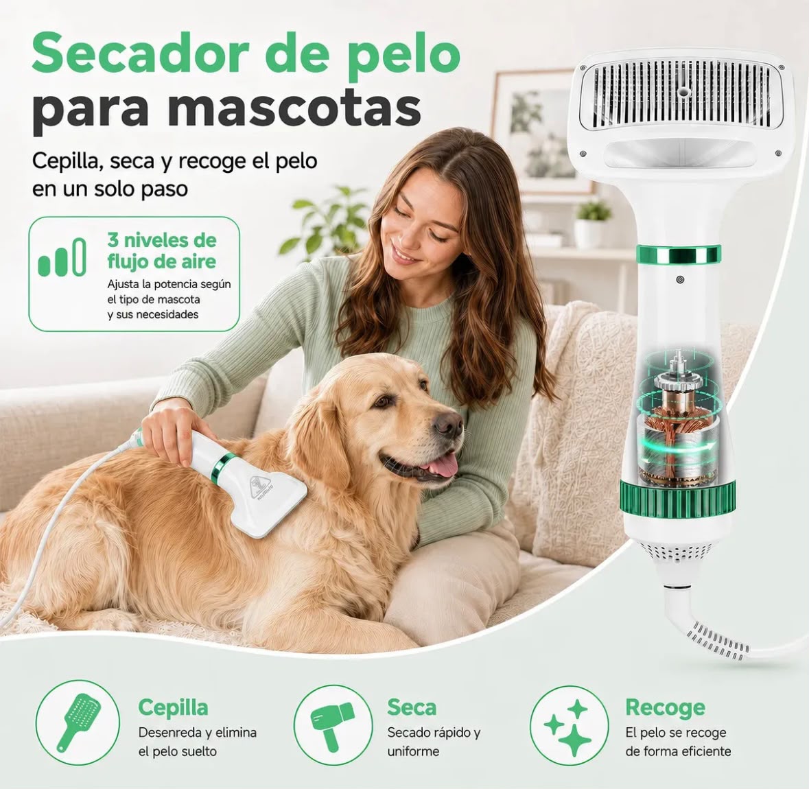 CEPILLO SECADOR PARA MASCOTAS